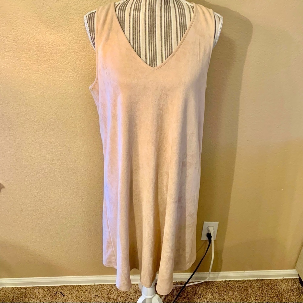 Tart Dress Large Peach Nude Suede-like material Sleeveless Super Soft Back Zip
